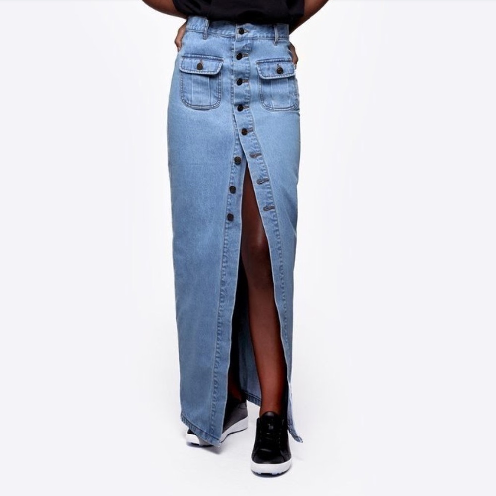 Daya by Zendaya High-waisted Maxi Denim Skirt